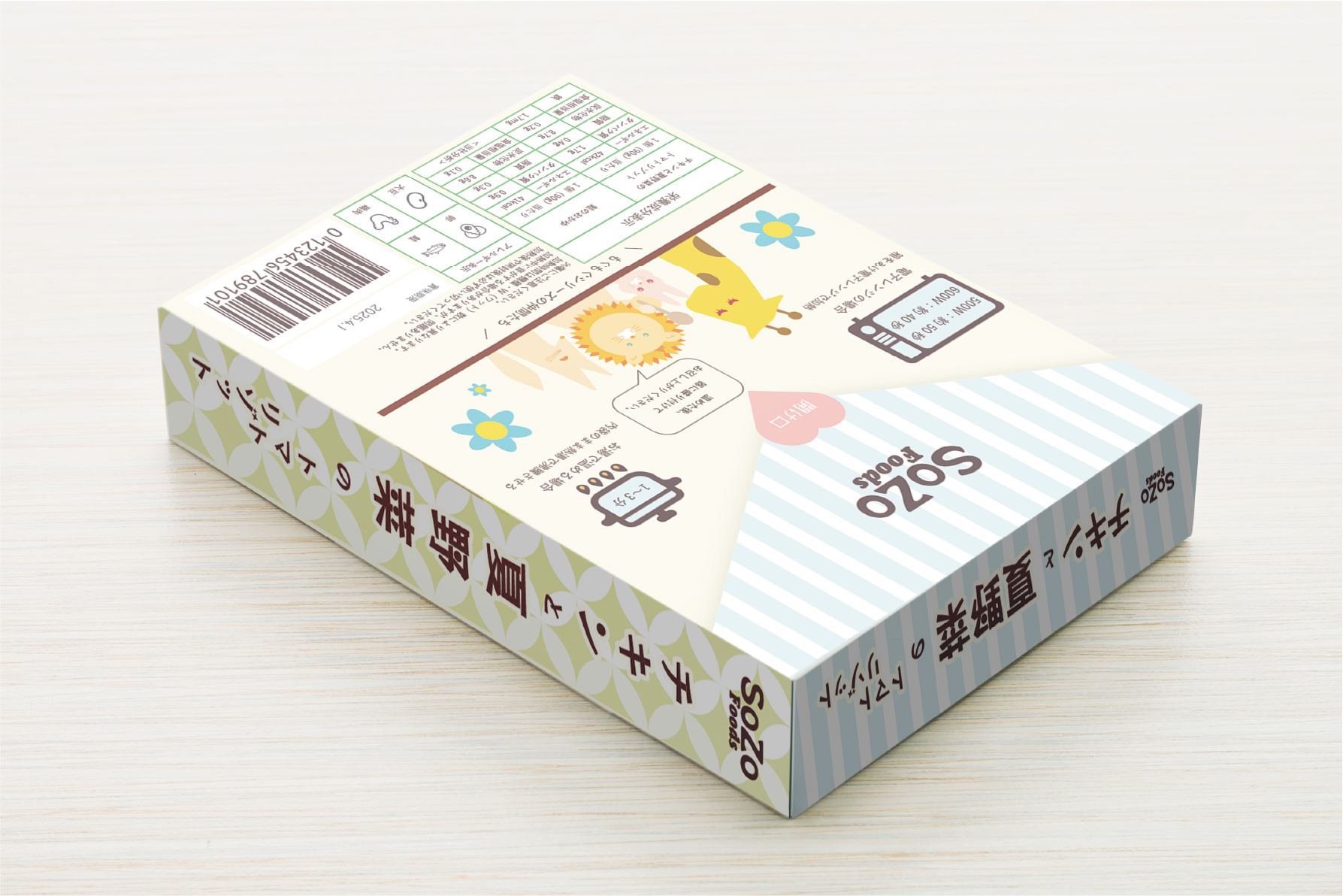 レトルトパッケージのモックアップ裏